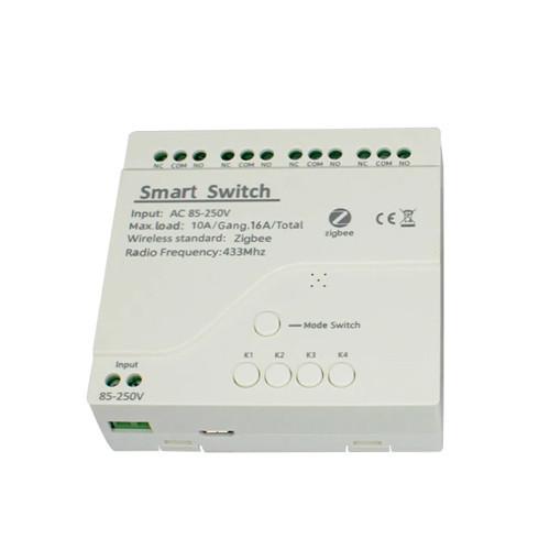 Реле розумного будинку Zigbee 4 канали 220В 10А 16А RF 433МГц DIN модуль вимикач Smart Switch Tuya Smart Life 80x76x28мм Київ - фото 1