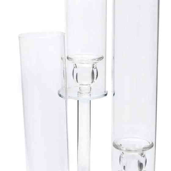 Підсвічник скляний на високій ніжці 72.5 см підсвічник келих Ø16 см декоративний прозорий прозорий HP-4-63 Київ