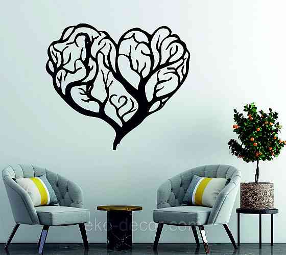 Декоративное настенное Панно «Дерево сердце» Декор на стену 90*79 см., Черный Киев