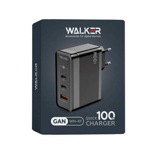 Зарядний пристрій мережевий USB/2Type-C QC+PD 100W чорний WALKER WH-47 Житомир