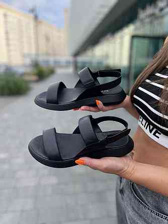 teona Жіночі босоніжки шкіряні чорні TEONA 290 літні, на низькій підошві р. 36-40 / Взуття з на Коломыя