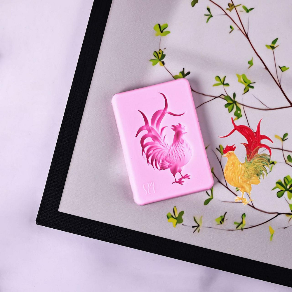 Молд силиконовый Петух 65 на 45 мм розовый Киев - изображение 9