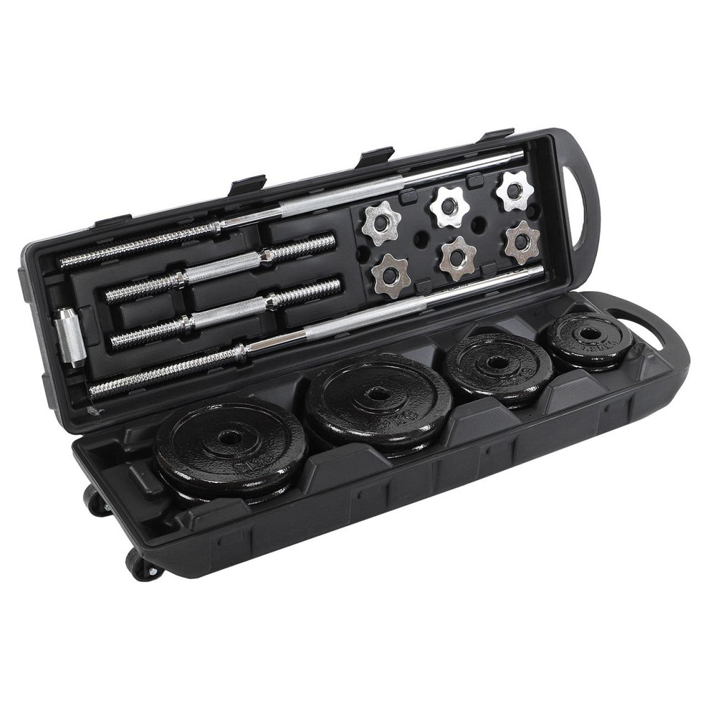 Набір гантелей зі штангою 3в1 у пластиковому кейсі 50 кг Zelart 9641 Київ - фото 3