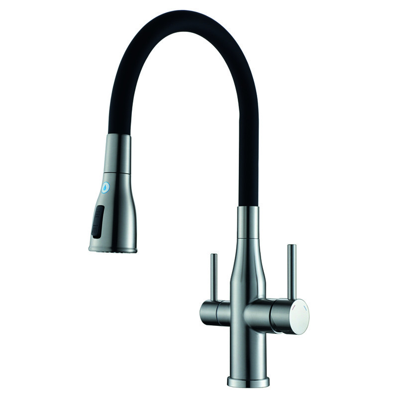 Змішувач для кухні Koer KI-72024-02 з виходом для питної води (нерж. сталь) з 2-х функц. аератором Чернівці - фото 1