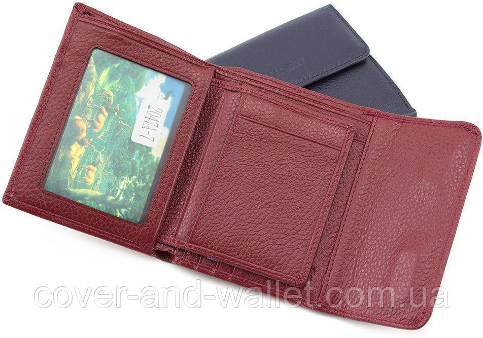Невеликий шкіряний жіночий гаманець бордового кольору на магніті Marco Coverna 68629 Київ - фото 5