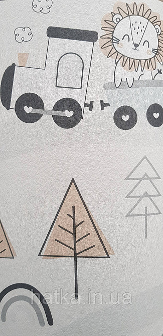 Шпалери флізелінові еко Rasch Kids World II 0.53х10 дитячі залізниця звірі дерева на білому Київ - фото 3