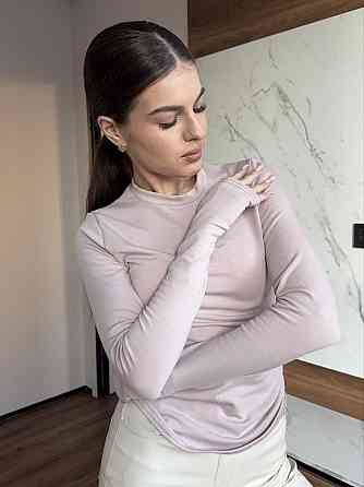 Женский утепленный базовый лонгслив турецкая вискоза с начесом Пудра, 46/48 Одесса