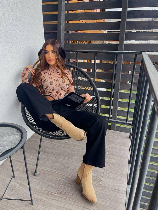 Женские голубые джинсы трубы-палаццо коттон 100% Черный, 36 Одесса - изображение 8