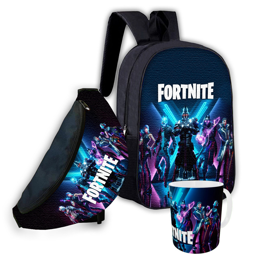 Набір дитячий Fortnite рюкзак 36х27см сумка-бананка, кружка з принтом для хлопчика (01601) Київ - фото 1