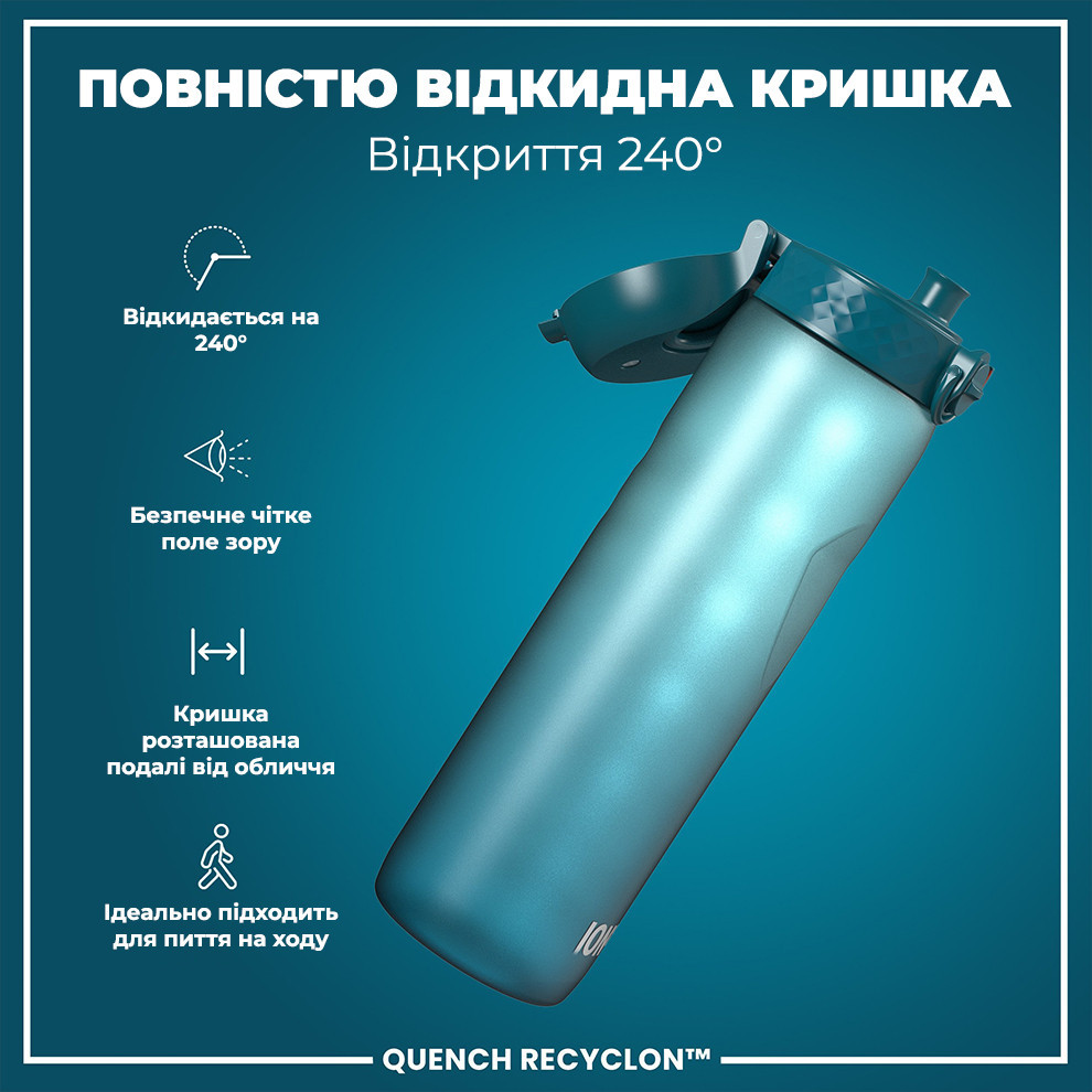 Пляшка для води ION8 1000 мл. BPA Free, Times To Drink, (ЕКО пляшка) BPA Free, Teal & Blue Кам'янське - фото 3