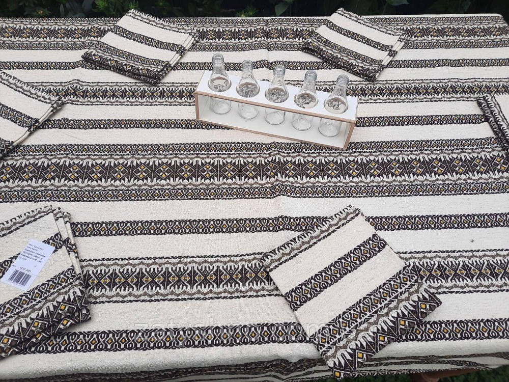 Кофейная  скатерть с салфетками  вышитая  230*140 Киев - изображение 1