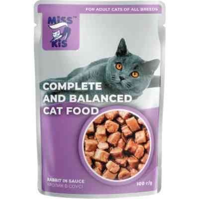 Влажный корм для кошек Mis Kiss с кроликом в соусе 100 г (4820164440148/4820111141463) Винница