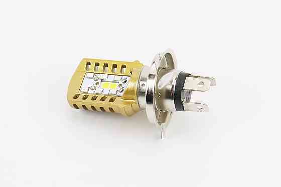 Лампа фари діодна H4 LED-2 (жовта) алюмінієвий ребристий корпус Бершадь