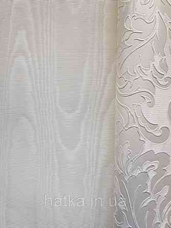 Шпалери вінілові на паперовій основі Sirpi Italian Silk 7 хвилясті смуги під зріз дерева молочні з золотистим Київ