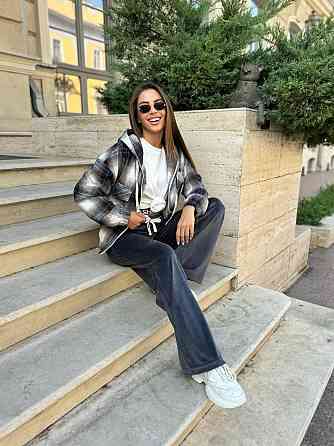 Жіноча кофта в клітинку на блискавці з капюшоном котон Коричневий, 46/48 Одеса