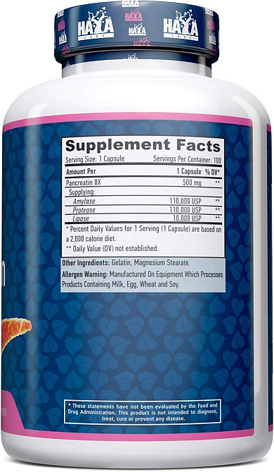 Комплекс травних ферментів Haya Labs Super Pancreatin Enzymes 100caps Луцьк - фото 2