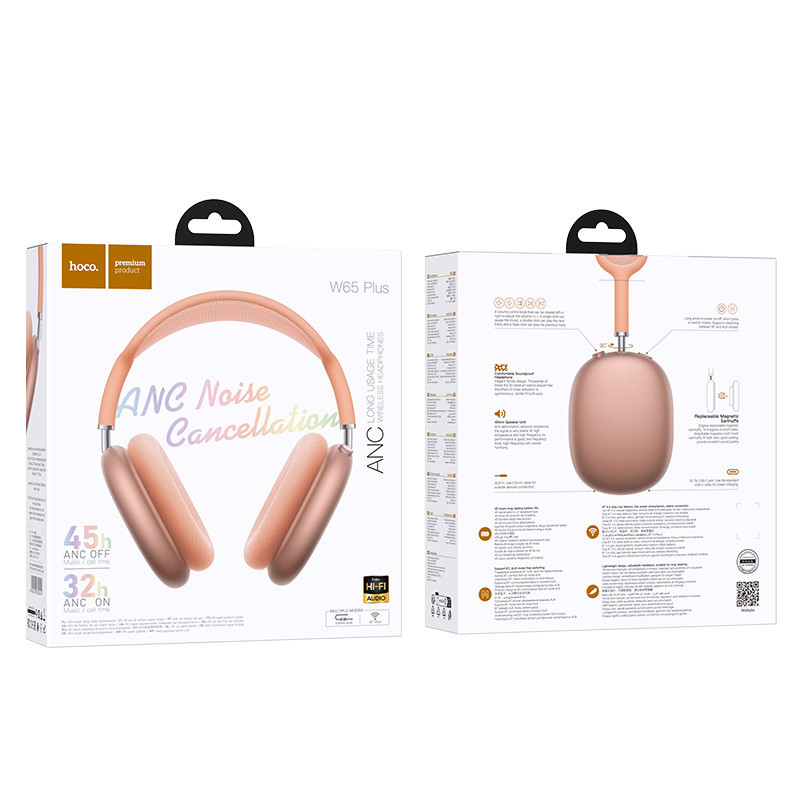 Беспроводные накладные наушники HOCO W65 Plus Happy ANC BT headphones Orange Одесса - изображение 2
