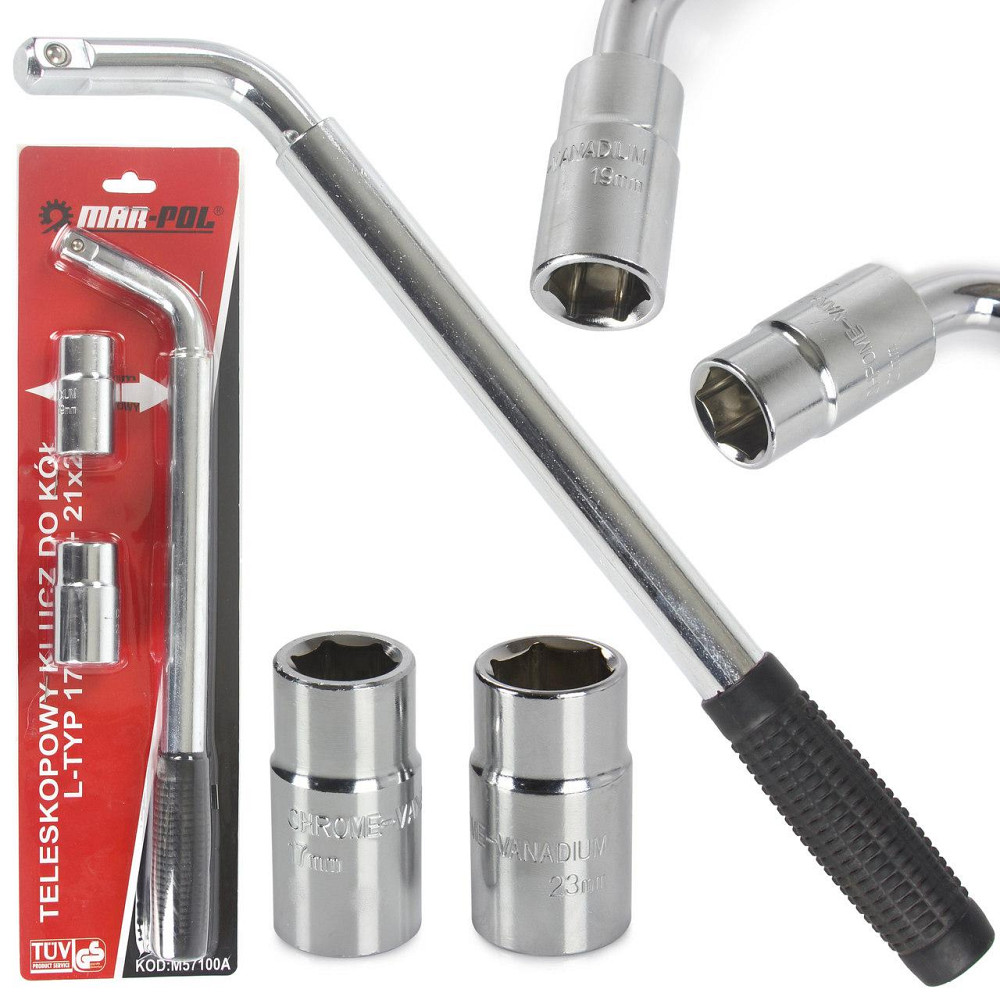 Телескопічний ключ колісний 1/2» з 2 гніздами 17,19,21,23 мм Mar-Pol (M57100A) Нововолинськ - фото 1