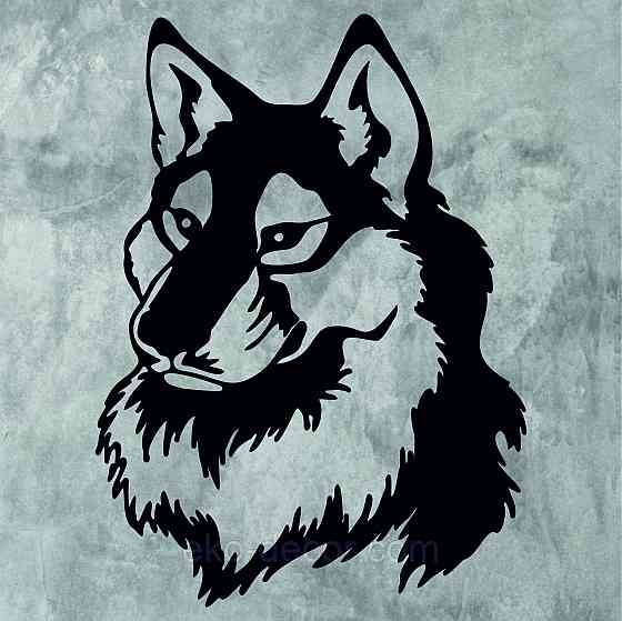 Декоративное настенное Панно «Волк», Декор на стену 70*50 см, Черный Киев