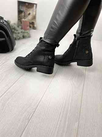 Черевики жіночі D and V чорні шкіра-сатин натуральна висота 12см підошва 1/3,5см (2980) Коломыя