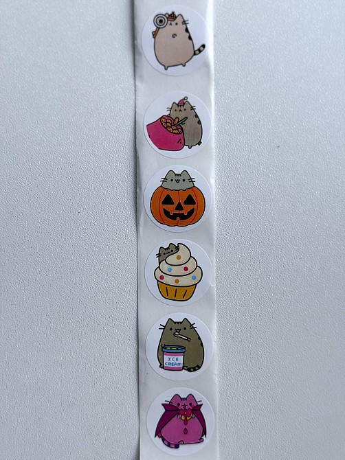 Набор наклейок (стикеров) кот Пушин Pusheen (500шт.) стикербомбинг для телефона, ноутбука. 1 рулон Киев - изображение 5