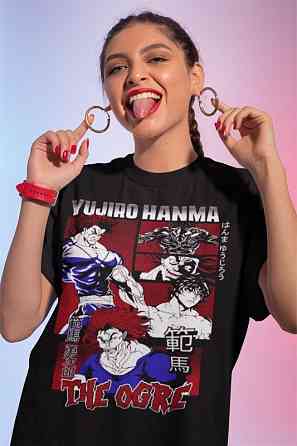 Футболка з аніме принтом Аніме Боксінг Гйм Бакі оверсайз (S/M/L) Чорний AnimeJ0400 Дніпро