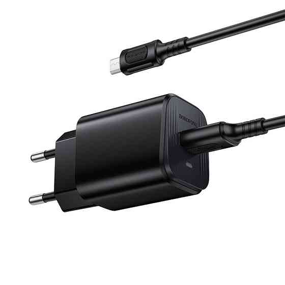Мережевий зарядний пристрій з кабелем BOROFONE BAS82A Star single port QC3.0 charger set (Micro) (EU) Black Одеса