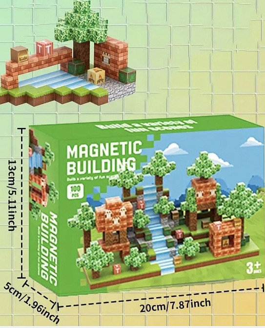 Конструктор магнітний майнкрафт 100 блоків, магнитный конструктор, Харків - фото 3
