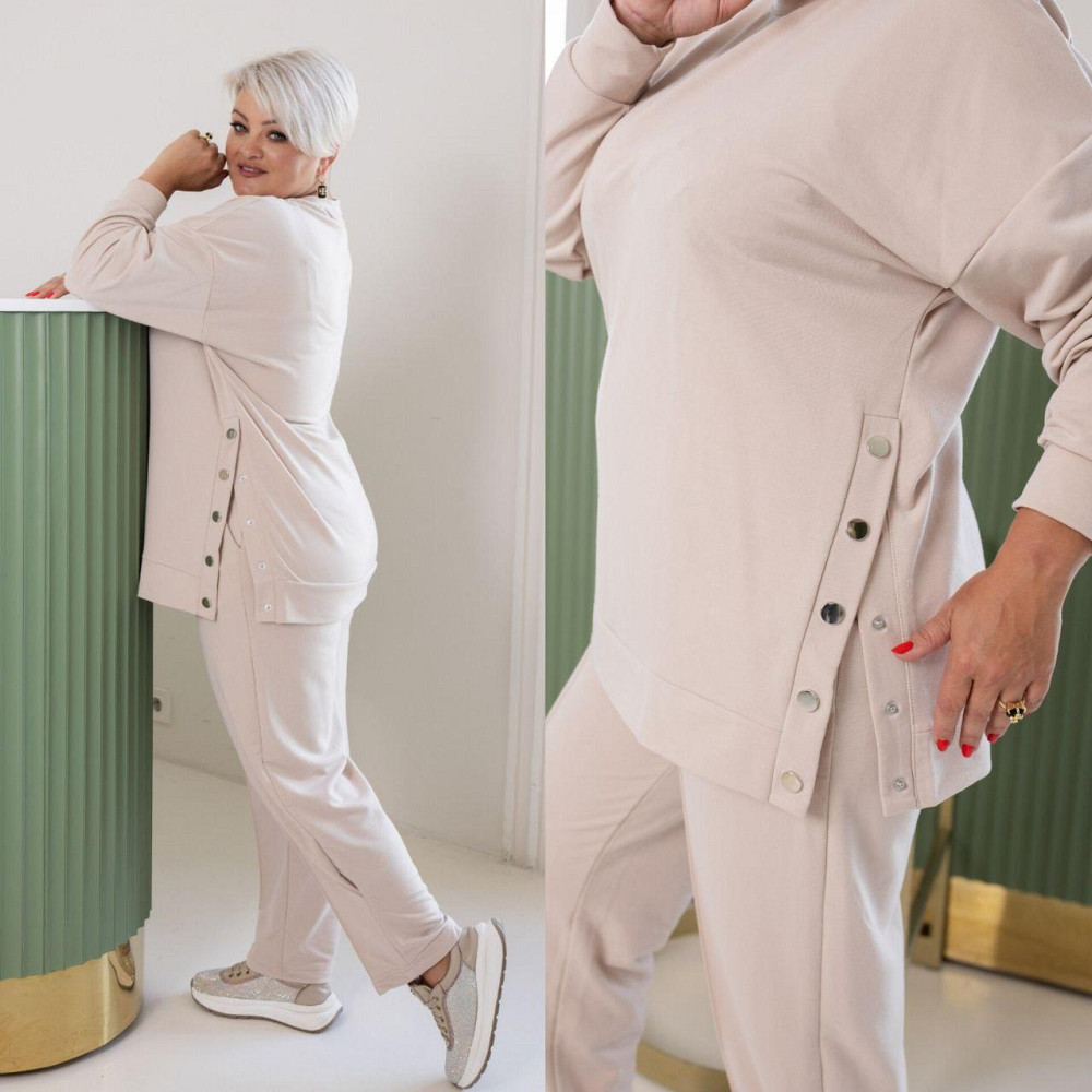 Жіночий стильний повсякденний костюм двонитка Беж, 54/58 Одеса - фото 9