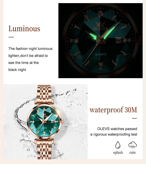 Годинник жіночий наручний Olevs Diamond Leather Brown (2 ремінці) Вінниця - фото 14
