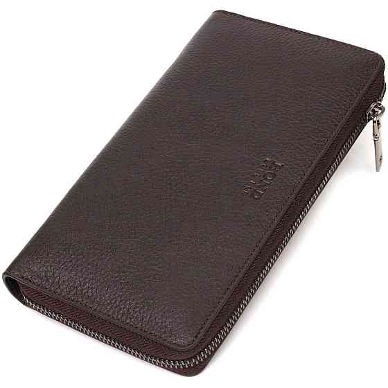 Цікавий чоловічий клатч з одним відділенням із натуральної шкіри BOND 22032 Коричневий Київ