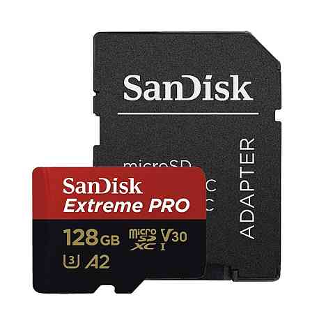 Карта памяти microSDXC (UHS-1 U3) SanDisk Extreme Pro A2 128Gb class 10 V30 (R200MB/s,W90MB/s) (adapter) Киев