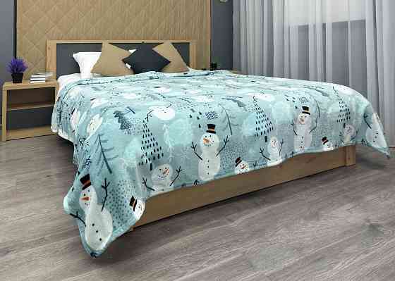 Плед-покривало Decorator WellSoft 200х220 см з різдвяним принтом Блакитний (87-284) Київ