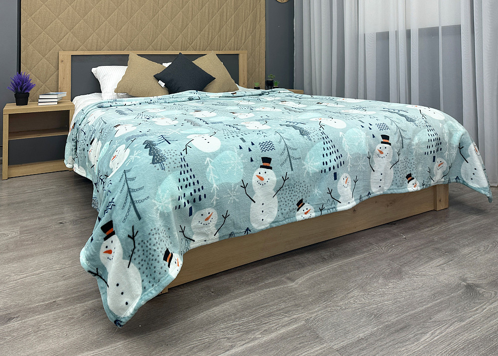 Плед-покривало Decorator WellSoft 200х220 см з різдвяним принтом Блакитний (87-284) Київ - фото 4