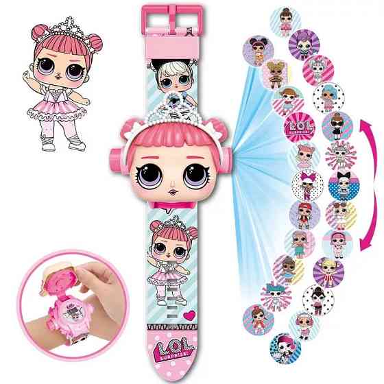 Часы кукла Лол детские с проектором, 24 картинки, сверху электронные часы под крышечкой Киев