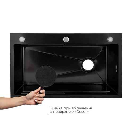 Мийка для кухні інтегрована Lidz Handmade H7545B Decor Black PVD Honeycomb 3,0/1,0 мм LDH7545BDECPVD48373 чорна Київ