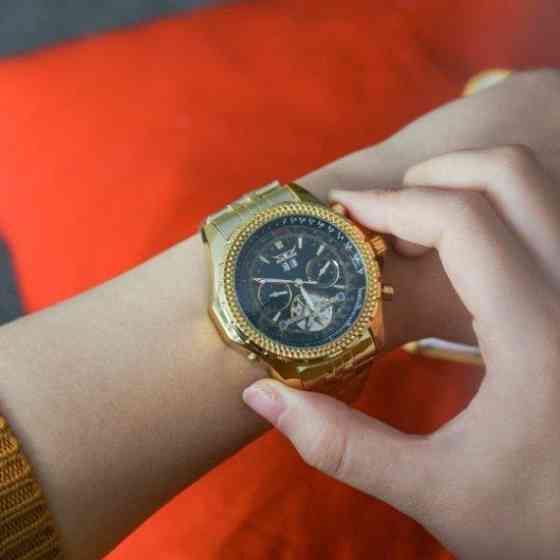 Чоловічий наручний класичний годинник Jaragar Exclusive (Золотистий) Вінниця