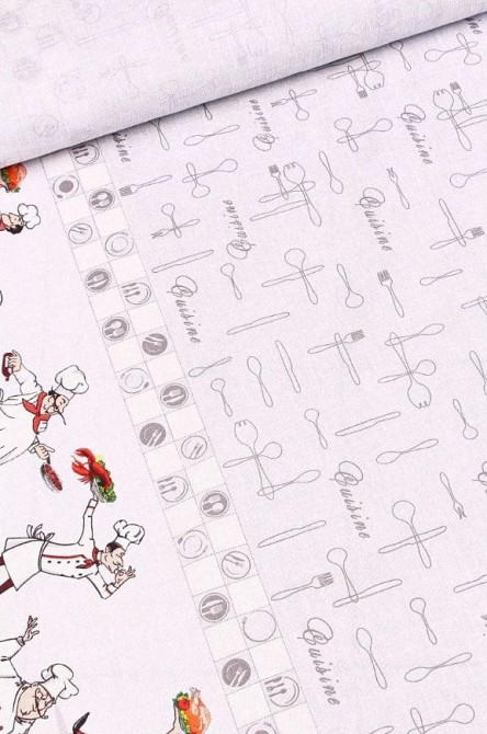 Ecotton Скатертина Ecotton 150х180 см бавовняна з рогожки біла світло-сіра 30161-1 Шеф-повар Коломия - фото 2