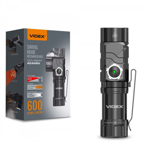 Ліхтарик LED портативний 600Lm 5000К VLF-A244RH Videx Житомир