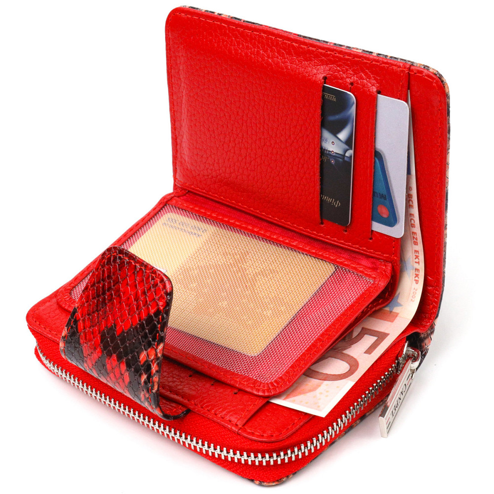 Стильное портмоне для женщин с монетницей на молнии из натуральной фактурной кожи Разноцветное (CANPELLINI) Киев - изображение 10