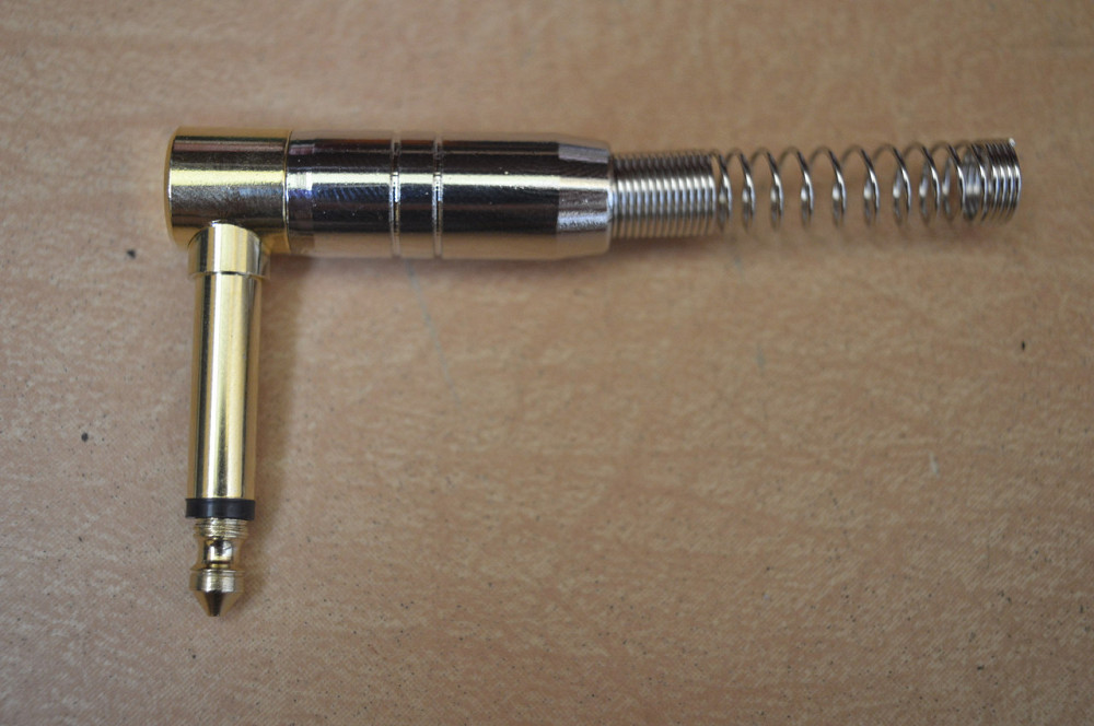 Штекер 6,35 мм gold моно, кутовий, з пружиною, корпус метал Полтава - фото 1