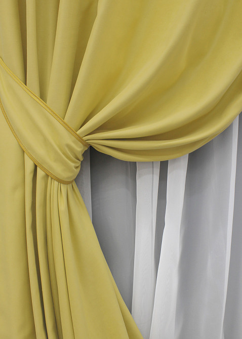 Комплект готовых штор VR-Textil Нубук однотонный № 1520ш Светло-золотистый 150х290 см 2 шт (33-0401) Киев - изображение 13