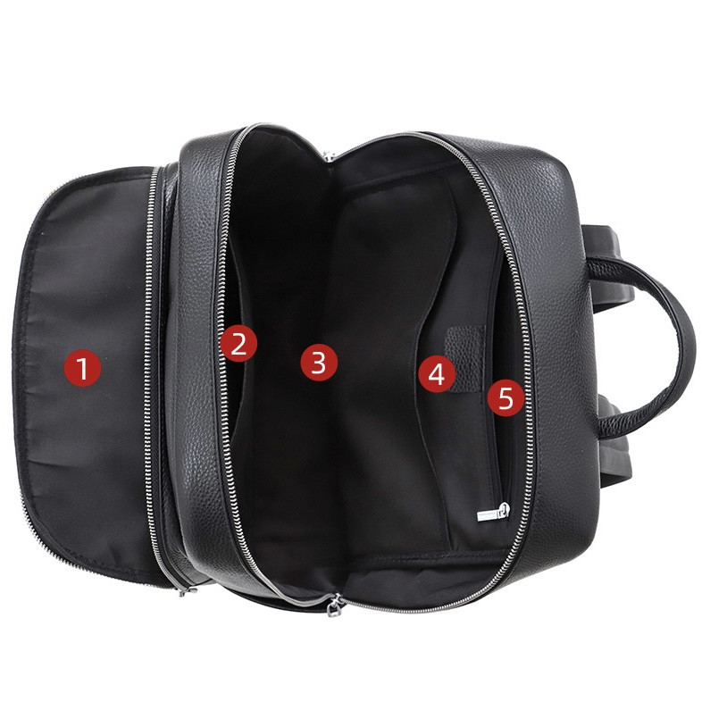 Чоловічий шкіряний рюкзак для поїздок та прогулянок 30х40х17, сумка на спину в офіс Tiding Bag 75362 чорна Кам'янське - фото 5