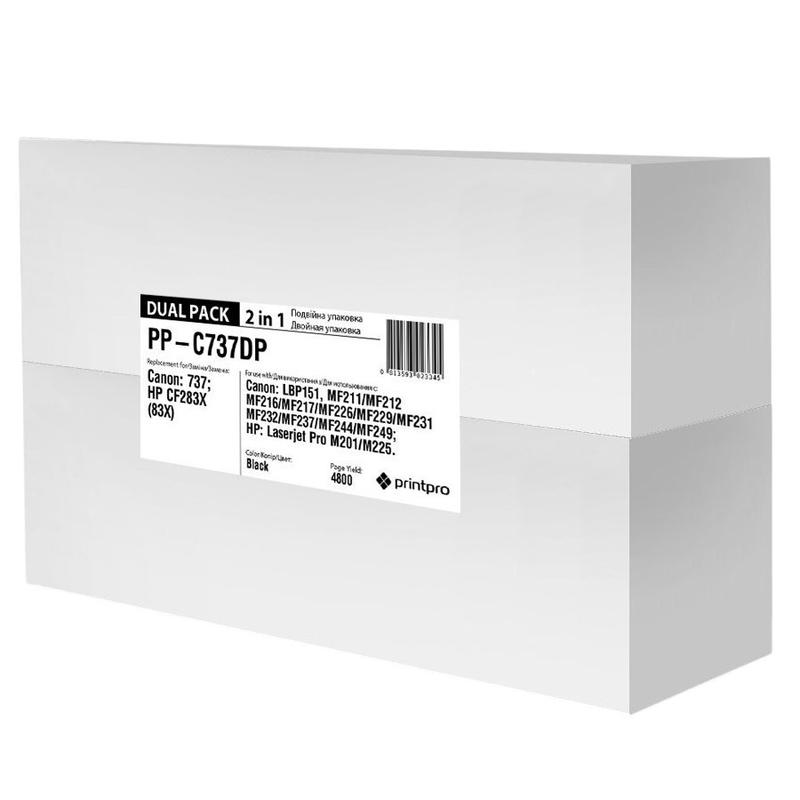 Картридж PrintPro (PP-C737DP) Canon MF211/MF212W/MF216N (Canon 737/CF283A) Dual Pack Black Харків - фото 5