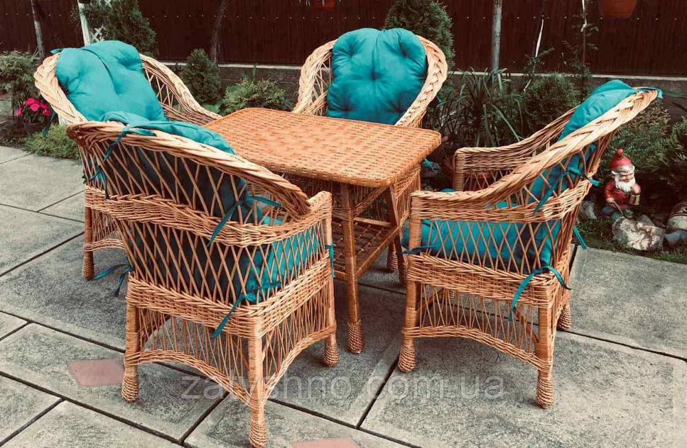 Плетені меблі з накидками |  Комплект плетених меблів | меблі з лози зі столом Київ - фото 1