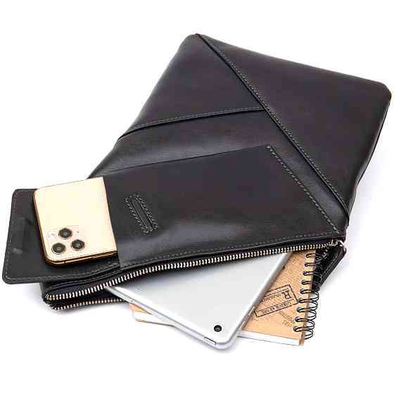 Кожаная мужская сумка через плечо GRANDE PELLE 11439 Черный Киев