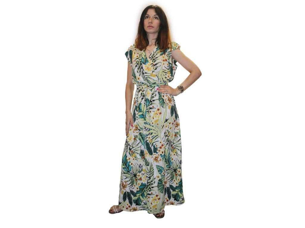 Сукня арт. 8915 / пальмы и цветы- желто-белое L-XL ТМ Yasili Киев - изображение 1