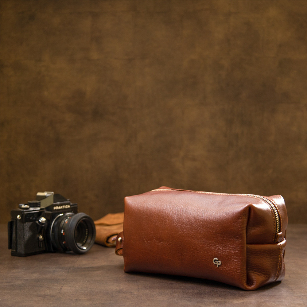 Кожаная мужская косметичка GRANDE PELLE 11418 Коричневый Киев - изображение 3