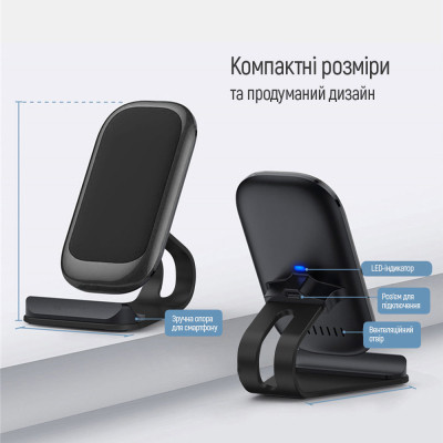 Зарядний пристрій ColorWay Wireless Stand 15W Black (CW-CHW31Q-BK) Вінниця - фото 4
