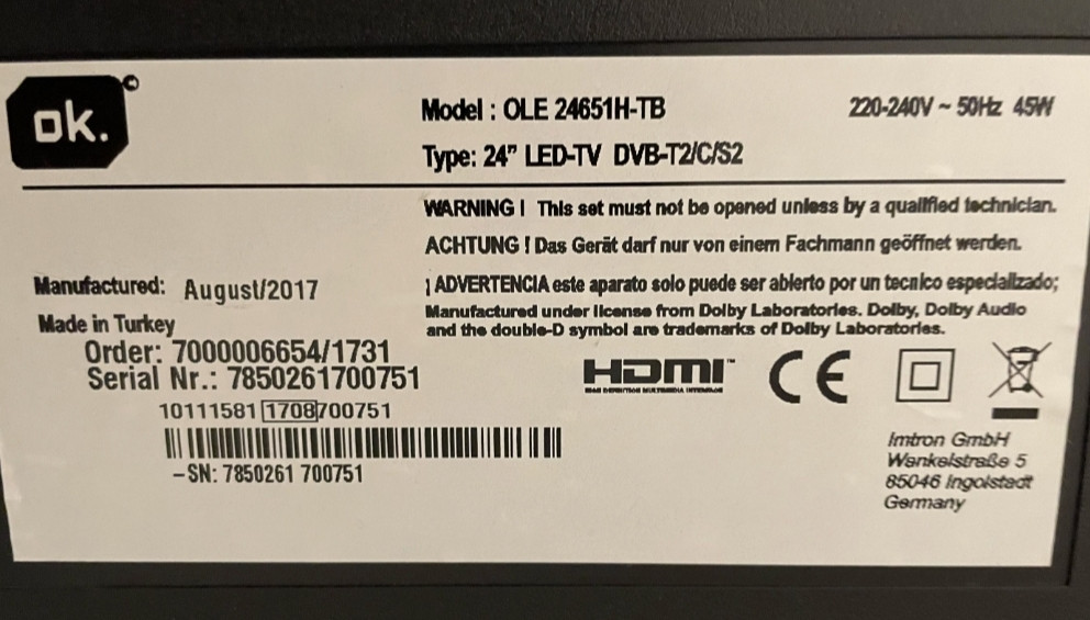 Телевізор OK. OLE 24651H- TB Київ - фото 1